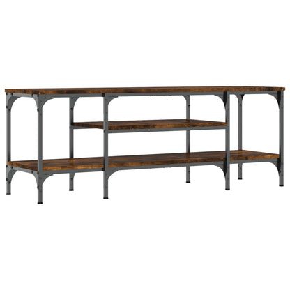 vidaXL TV Cabinet Smoked Oak 121x35x45 cm Engineered Wood&Iron