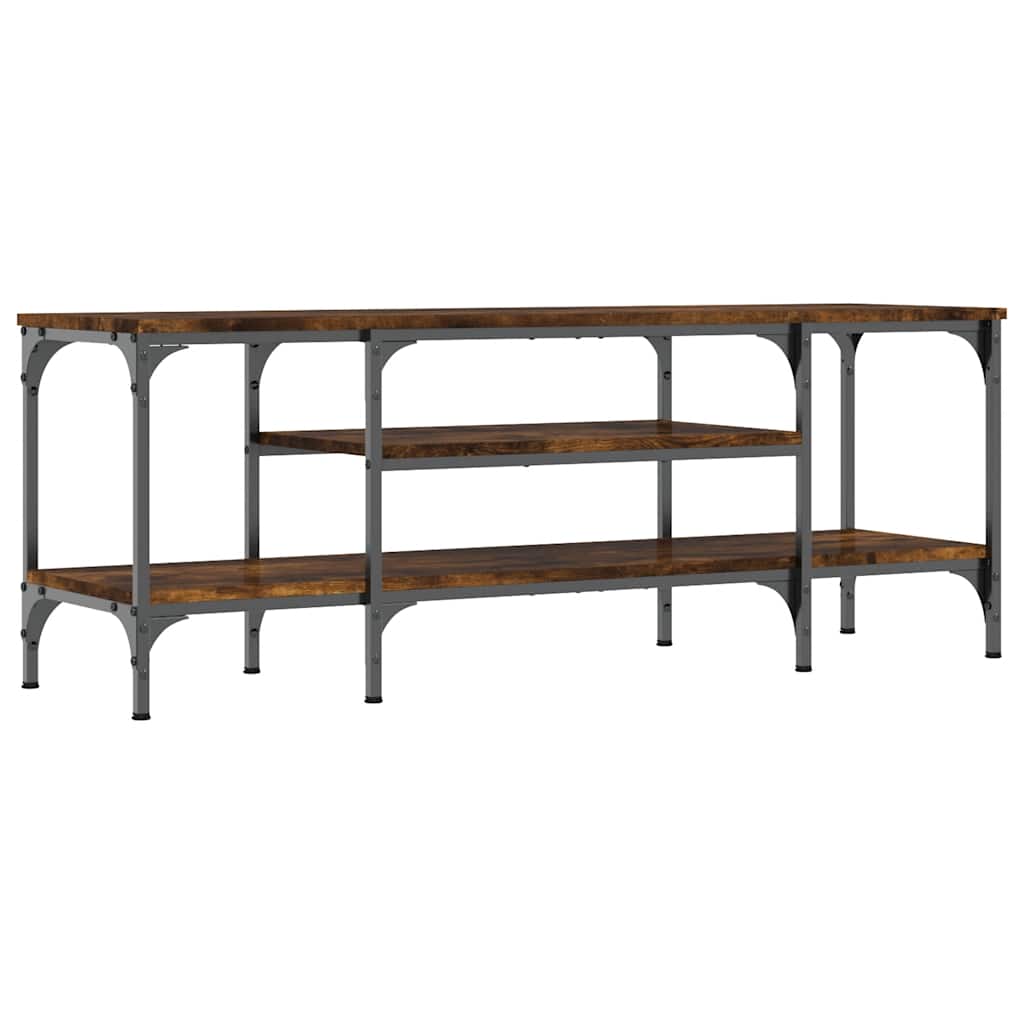vidaXL TV Cabinet Smoked Oak 121x35x45 cm Engineered Wood&Iron