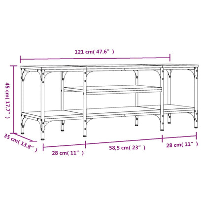 vidaXL TV Cabinet Smoked Oak 121x35x45 cm Engineered Wood&Iron