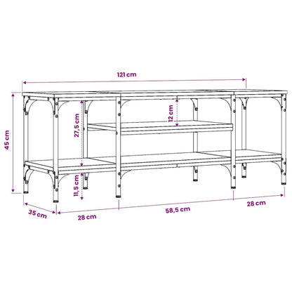 vidaXL TV Cabinet Smoked Oak 121x35x45 cm Engineered Wood&Iron