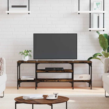 vidaXL TV Cabinet Smoked Oak 121x35x45 cm Engineered Wood&Iron