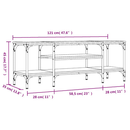 vidaXL TV Cabinet Brown Oak 121x35x45 cm Engineered Wood&Iron