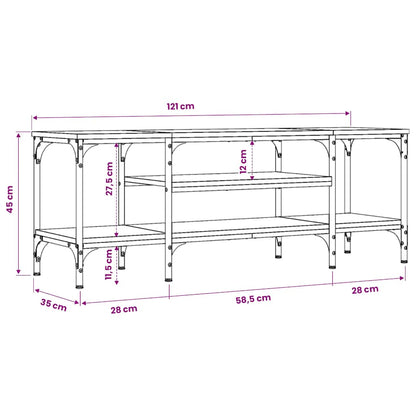 vidaXL TV Cabinet Brown Oak 121x35x45 cm Engineered Wood&Iron