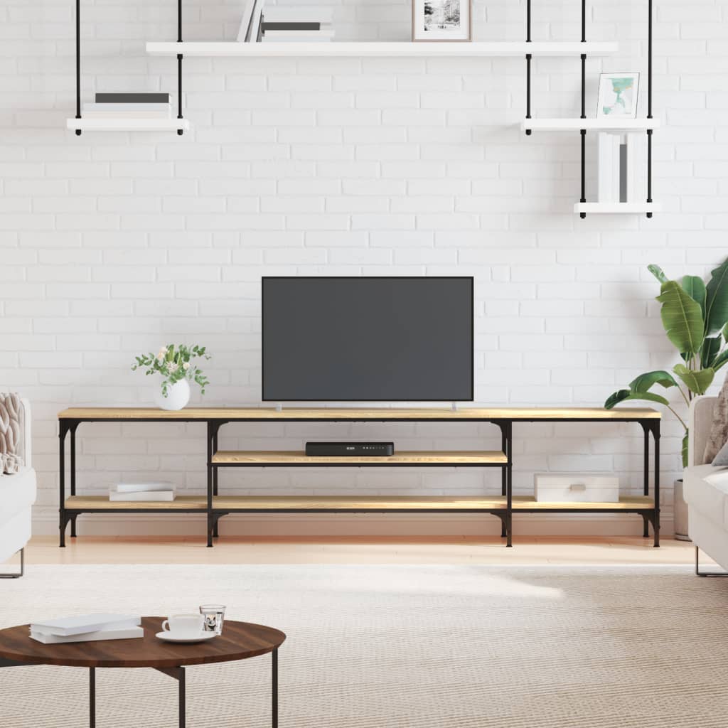 vidaXL TV Cabinet Sonoma Oak 201x35x45 cm Engineered Wood&Iron