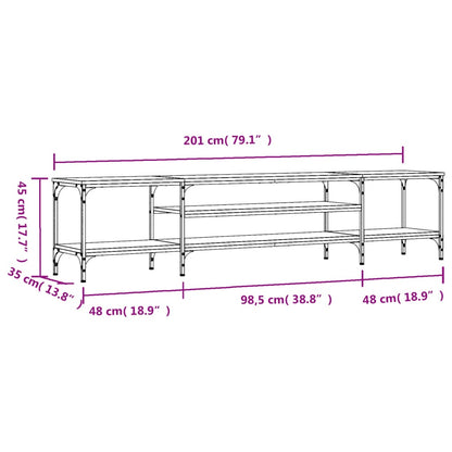 vidaXL TV Cabinet Grey Sonoma 201x35x45 cm Engineered Wood&Iron