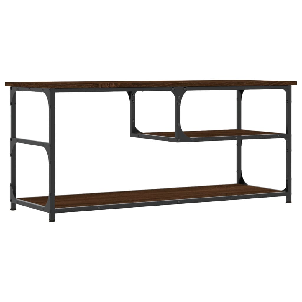 vidaXL TV Cabinet Brown Oak 103x38x46.5 cm Engineered Wood and Steel