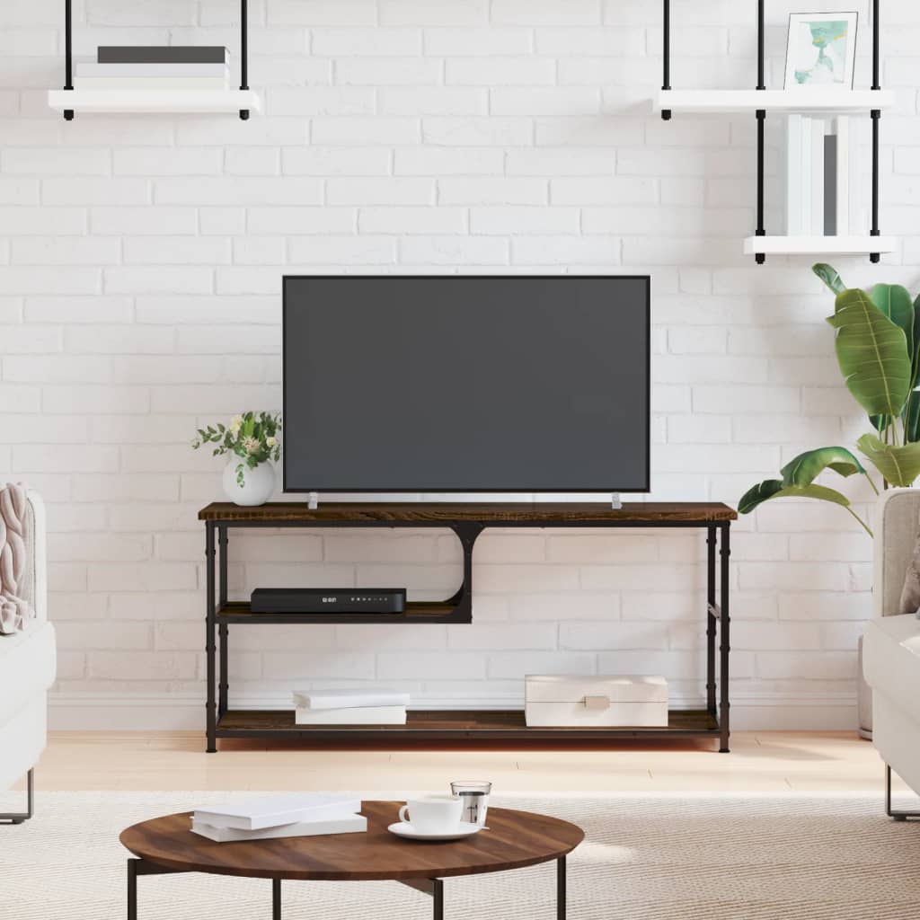 vidaXL TV Cabinet Brown Oak 103x38x46.5 cm Engineered Wood and Steel