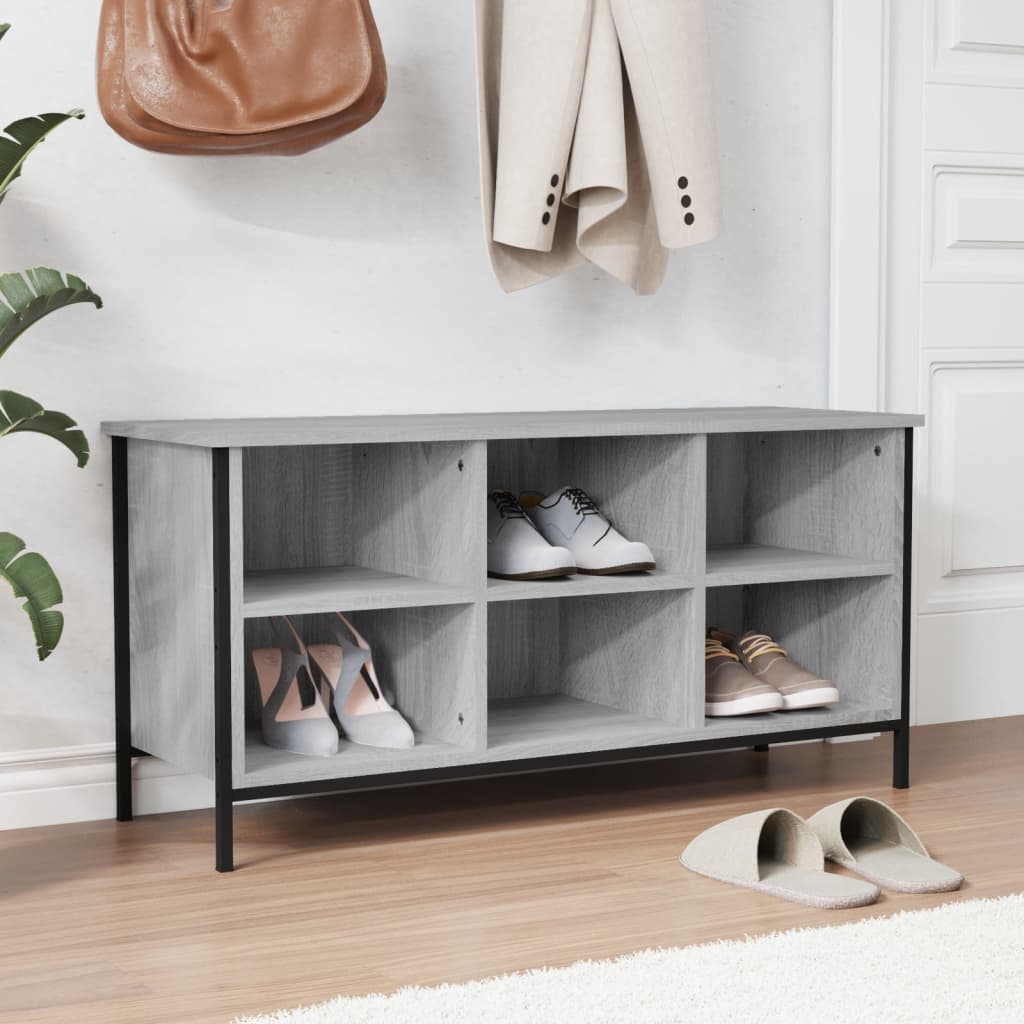 vidaXL Shoe Cabinet Grey Sonoma Holds up to 6 pairs of shoes