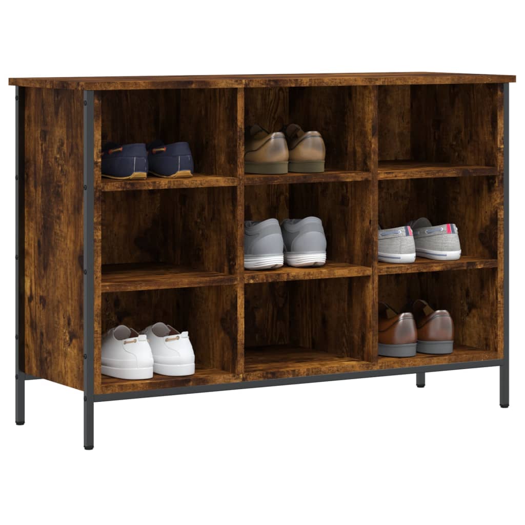 vidaXL Shoe Cabinet Smoked Oak 9 compartments