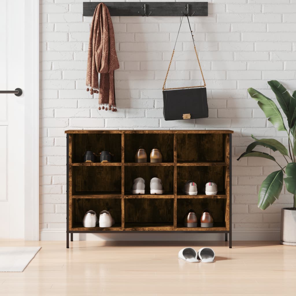 vidaXL Shoe Cabinet Smoked Oak 9 compartments