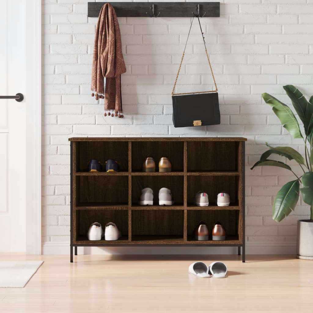 vidaXL Shoe Cabinet Brown Oak 9 compartments
