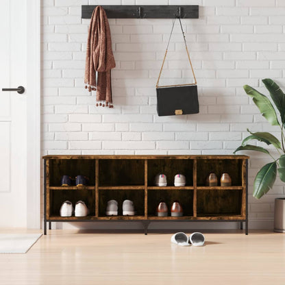 vidaXL Shoe Cabinet Smoked Oak 131x35x50 cm Engineered Wood