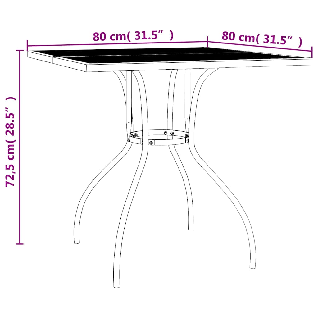 vidaXL Garden Table Anthracite 80x80x72,5 cm Steel Mesh