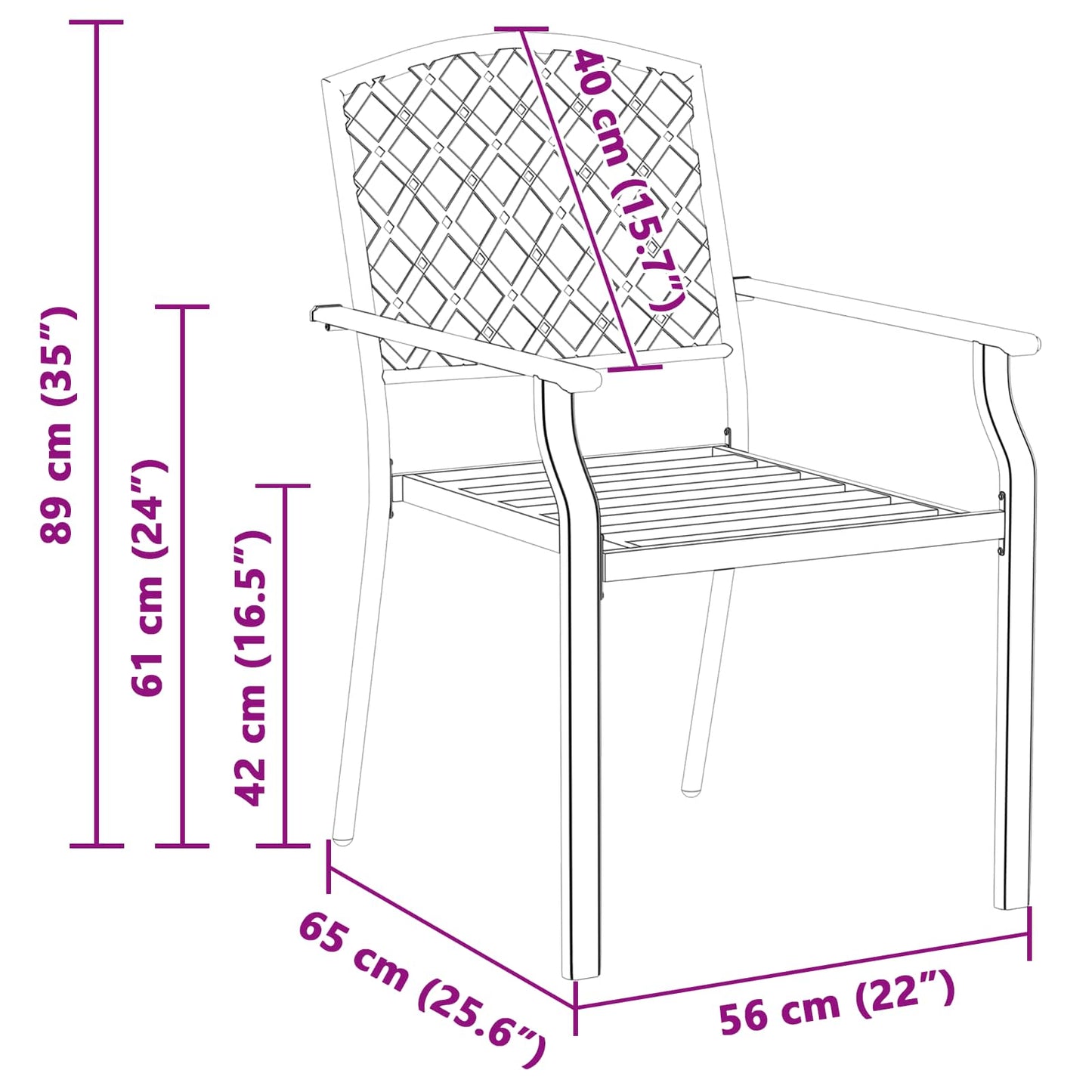 vidaXL Garden Chair 4 pcs Anthracite 56 x 65 x 89 cm Steel