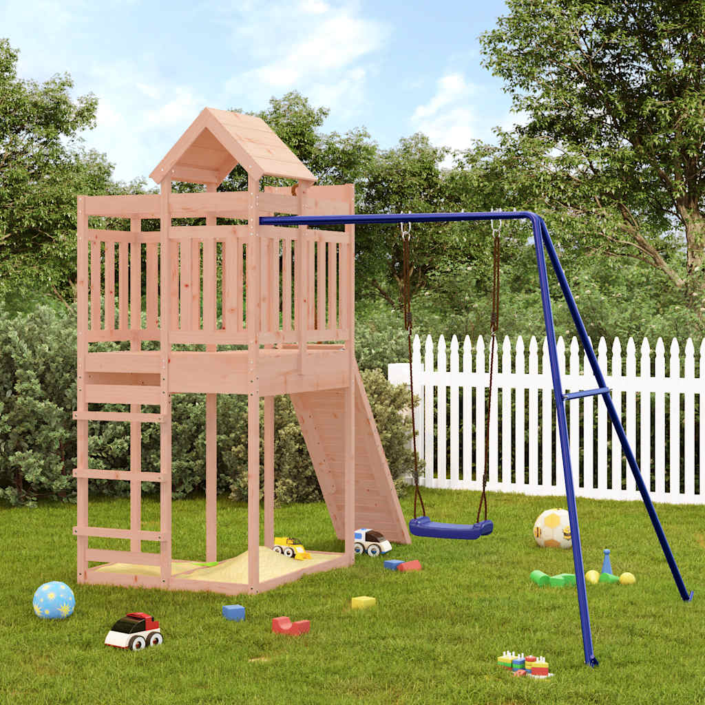 vidaXL Outdoor Playset | Wood Brown, Blue | Solid Douglas wood, Polypropylene