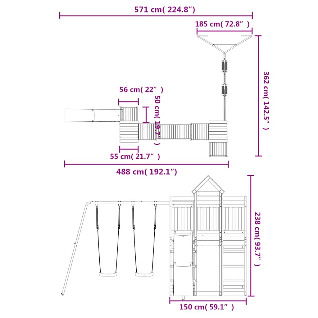 vidaXL Outdoor Playset Impregnated Wood Pine