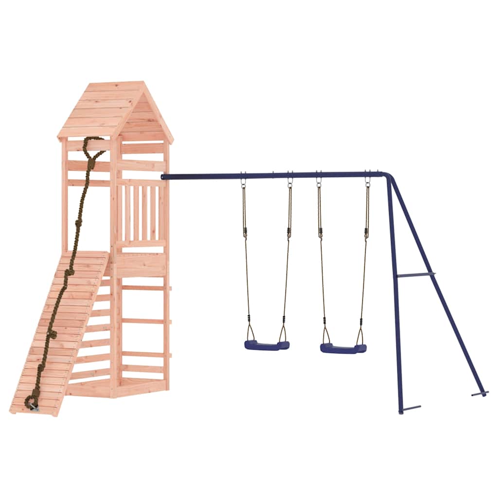 vidaXL Outdoor Playset | Natural wood and blue | Solid Douglas Fir wood | Large