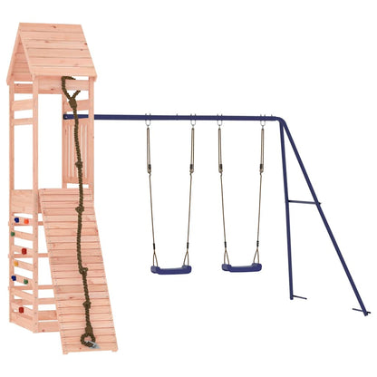 vidaXL Outdoor Playset | Natural wood and blue | Solid Douglas Fir wood | Large