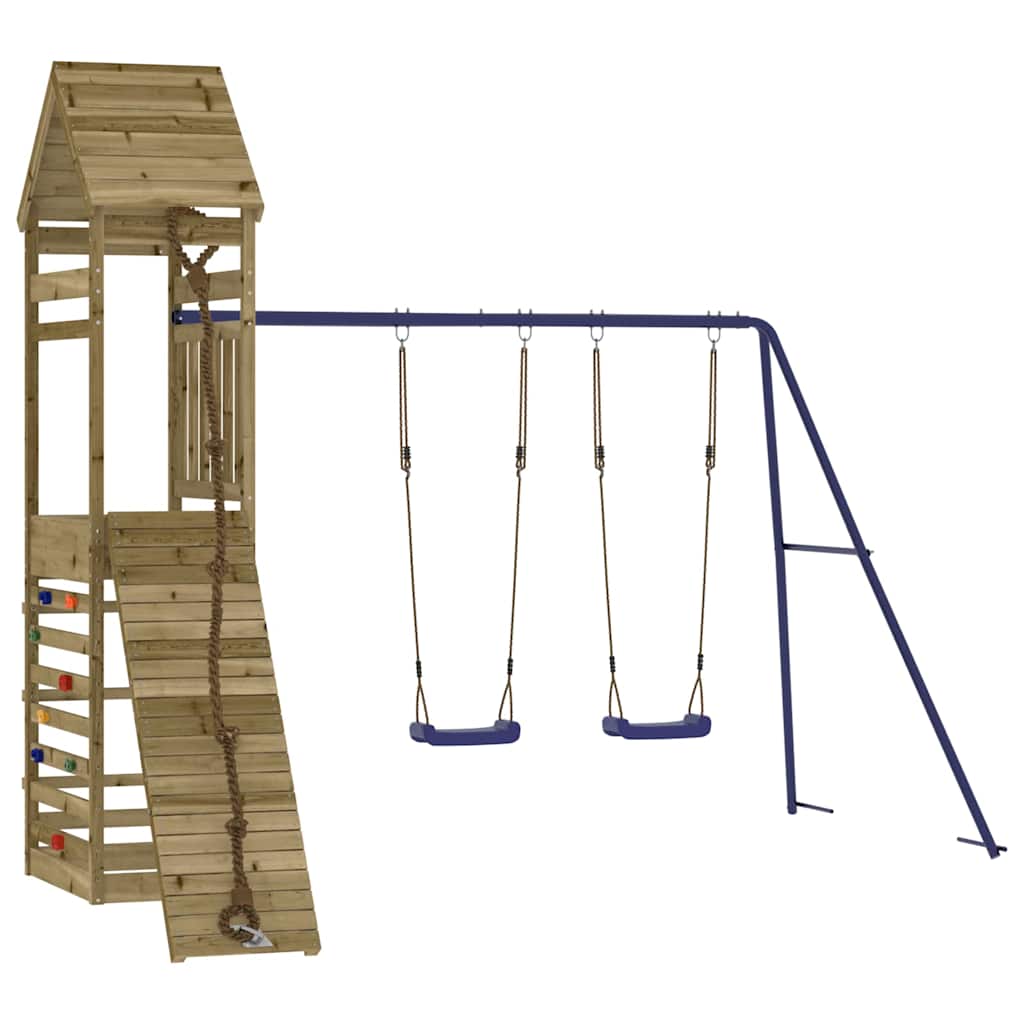vidaXL Outdoor Playset | Blue, Natural Wood