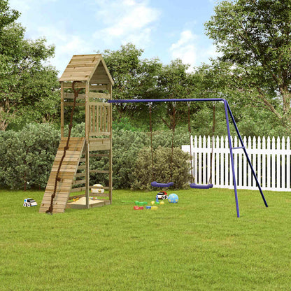 vidaXL Outdoor Playset | Blue, Natural Wood