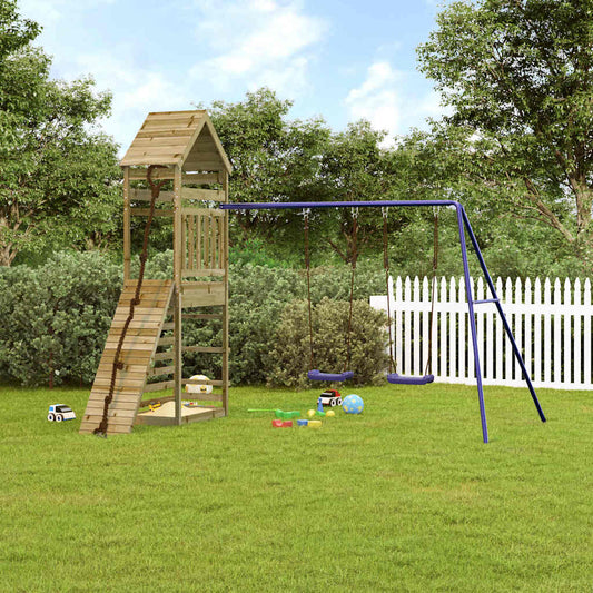 vidaXL Outdoor Playset | Blue, Natural Wood