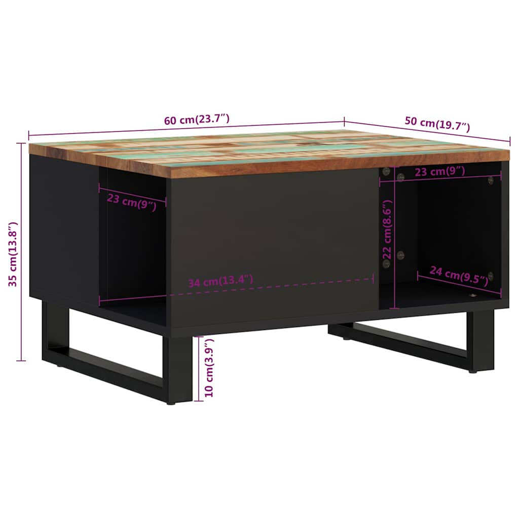 vidaXL Coffee Table 60x50x35 cm Solid Wood Reclaimed