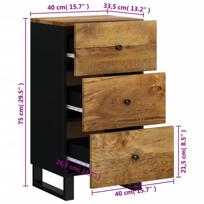 vidaXL Sideboard with 3 Drawers 40x33,5x75 cm Solid Wood Mango