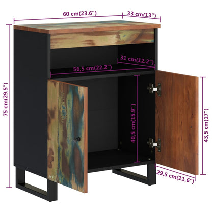 vidaXL Sideboard with 2 Doors 60x33x75 cm Solid Wood Reclaimed