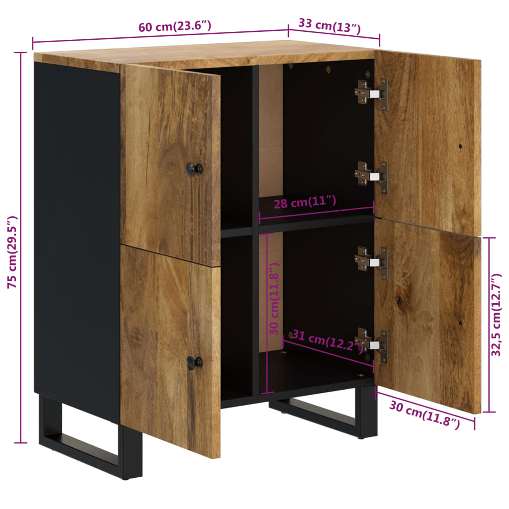 vidaXL Sideboard with 4 Doors 60x33x75 cm Solid Wood Mango