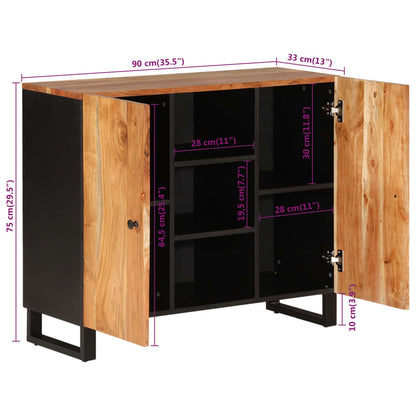 vidaXL Sideboard with 2 Doors 90x33x75 cm Solid Wood Acacia