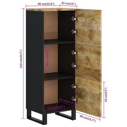 vidaXL Highboard with 3 Doors 40x33x110 cm Solid Wood Mango&Iron