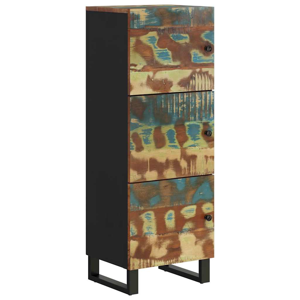 vidaXL Highboard with 3 Doors 40x33x110 cm Solid Wood Reclaimed&Iron