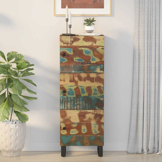 vidaXL Highboard with 3 Doors 40x33x110 cm Solid Wood Reclaimed&Iron