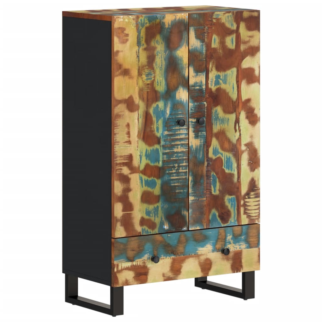 vidaXL Highboard with Drawer 60x33x100 cm Solid Wood Reclaimed&Iron