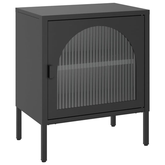 vidaXL Nightstand Black 50x35x60 cm Glass and Steel