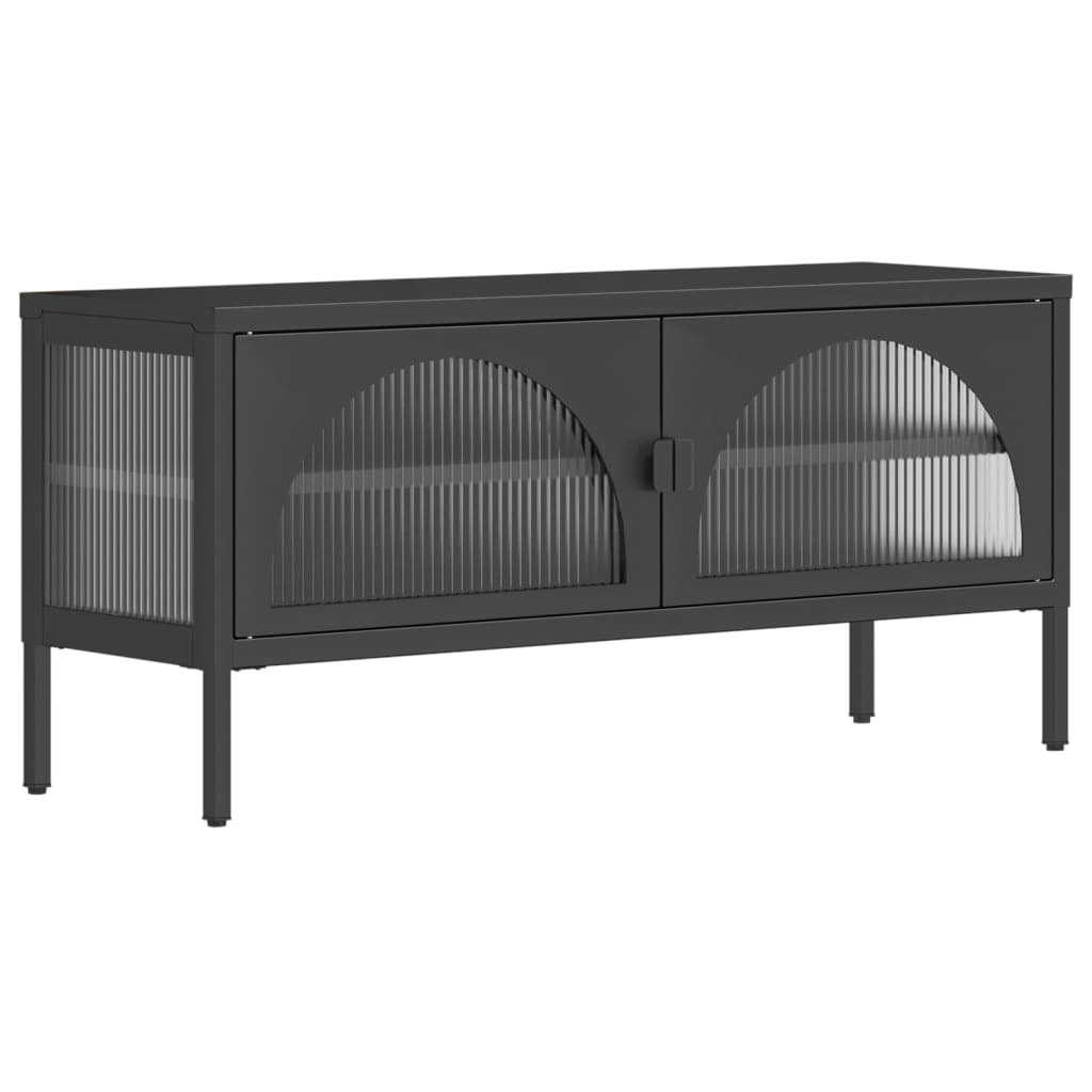 vidaXL TV Cabinet Black 105x35x50 cm Glass and Steel