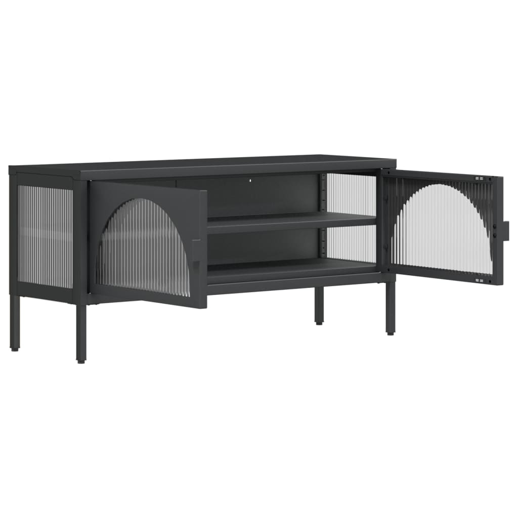 vidaXL TV Cabinet Black 105x35x50 cm Glass and Steel