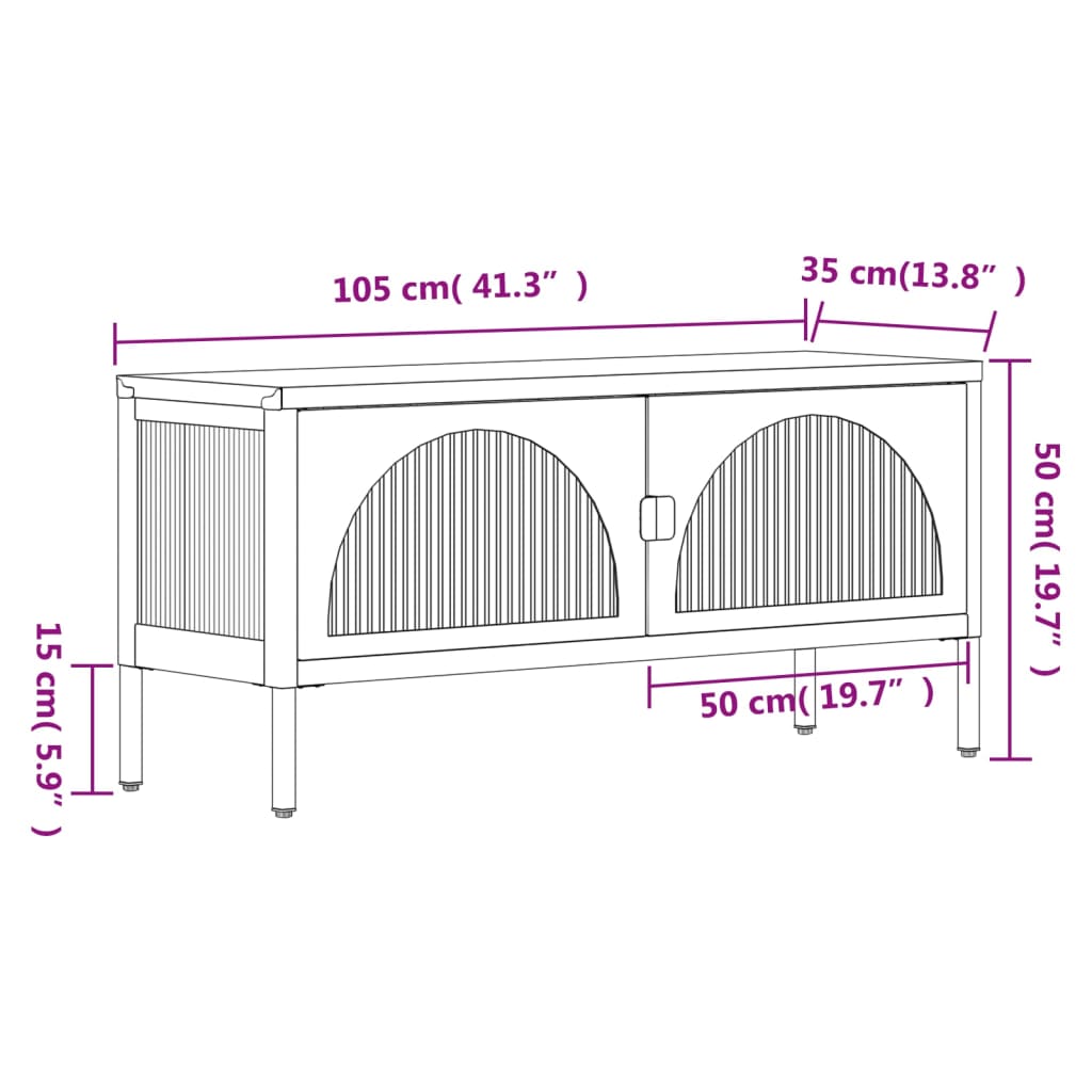 vidaXL TV Cabinet Black 105x35x50 cm Glass and Steel