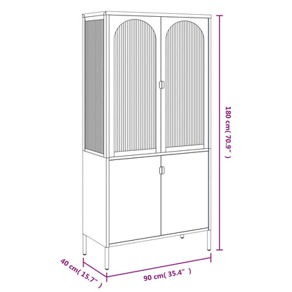 vidaXL Highboard Black 90x40x180 cm Glass and Steel