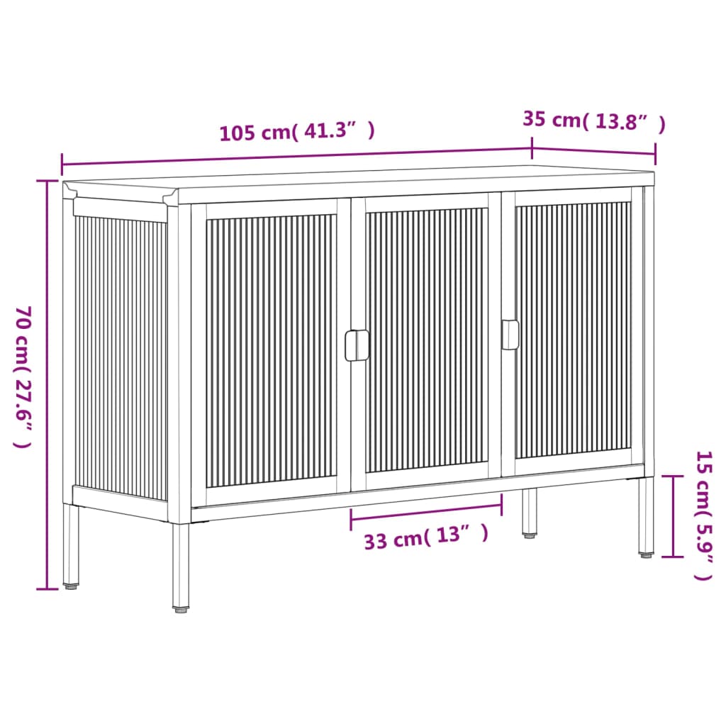 vidaXL Sideboard Black 105x35x70 cm Glass and Steel