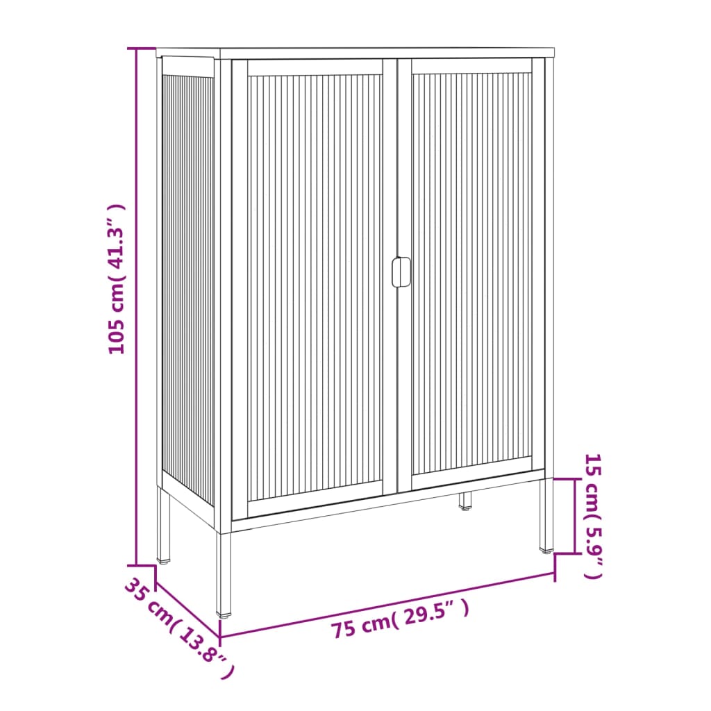 vidaXL Sideboard Black 75x35x105 cm Glass and Steel
