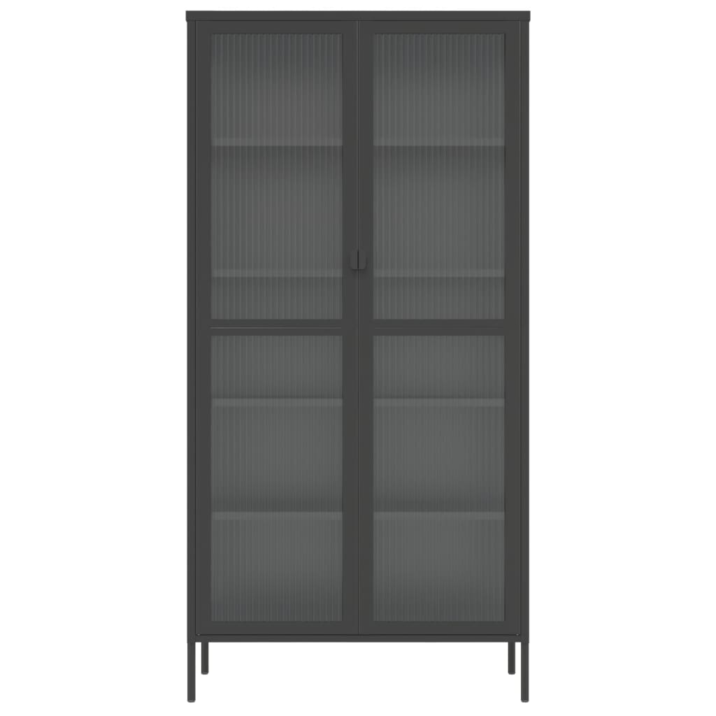 vidaXL Highboard Black 85x40x180 cm Glass and Steel