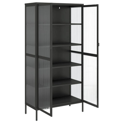 vidaXL Highboard Black 85x40x180 cm Glass and Steel