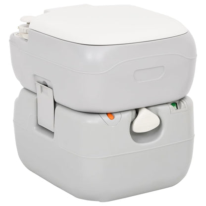 vidaXL Portable Camping Toilet Grey and White 22+12 L HDPE