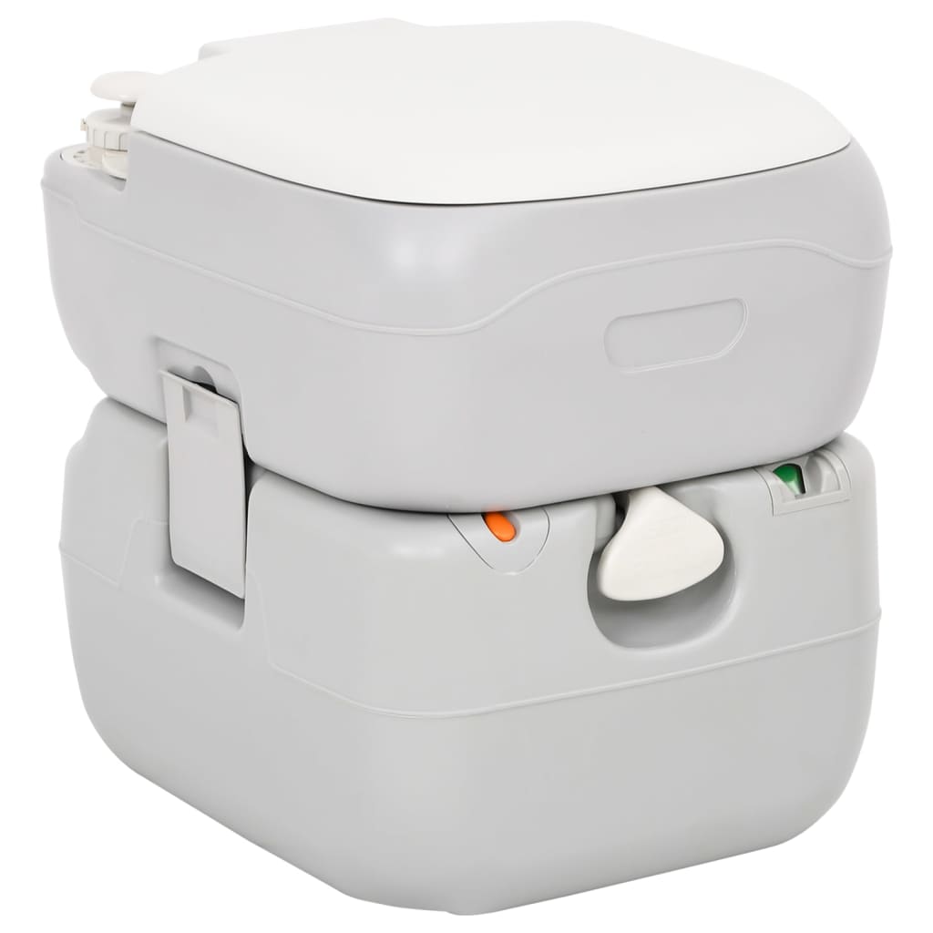 vidaXL Portable Camping Toilet Grey and White 22+12 L HDPE