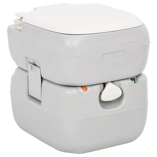 vidaXL Portable Camping Toilet Grey and White 22+12 L HDPE