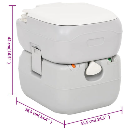 vidaXL Portable Camping Toilet Grey and White 22+12 L HDPE