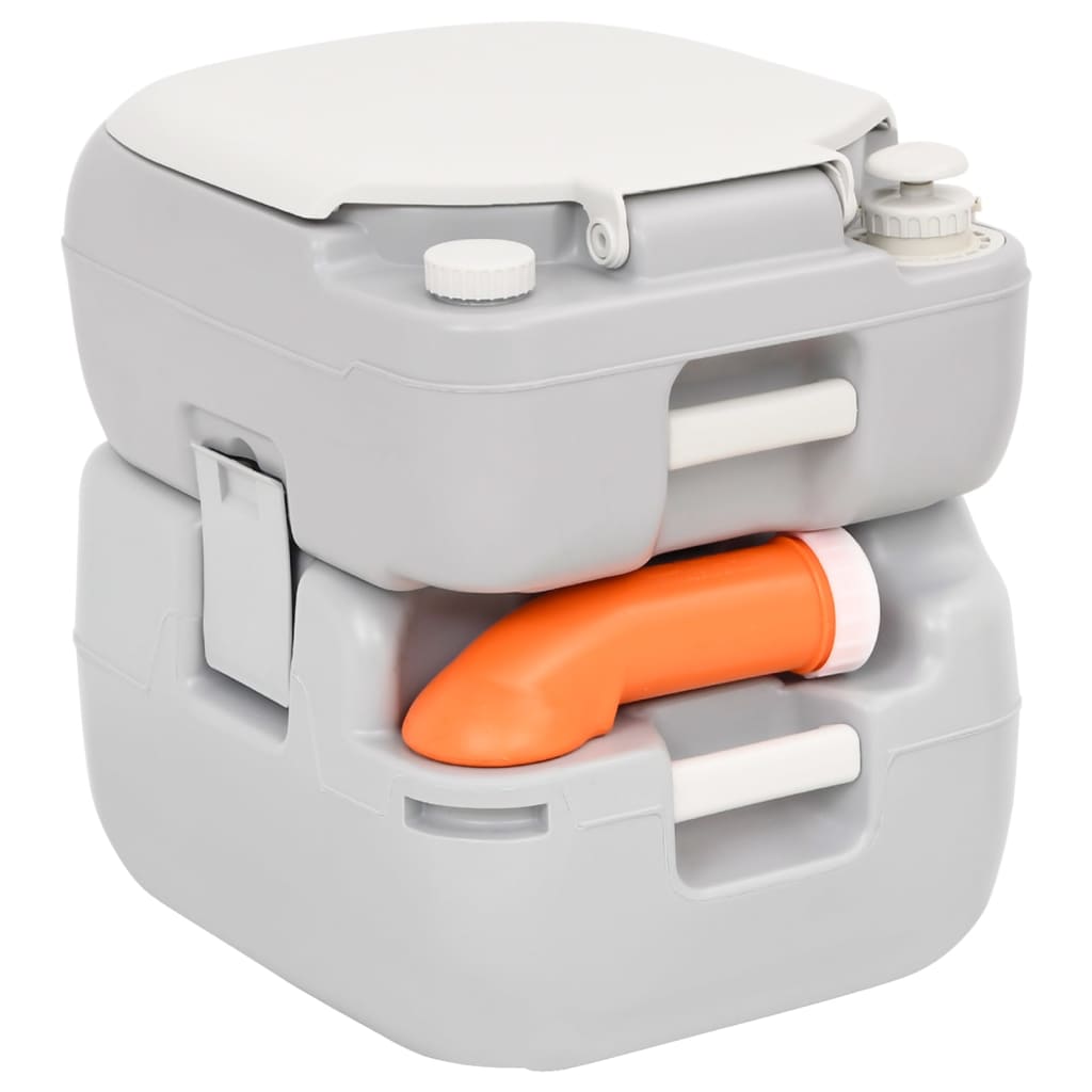 vidaXL Portable Camping Toilet Grey and White 22+12 L HDPE