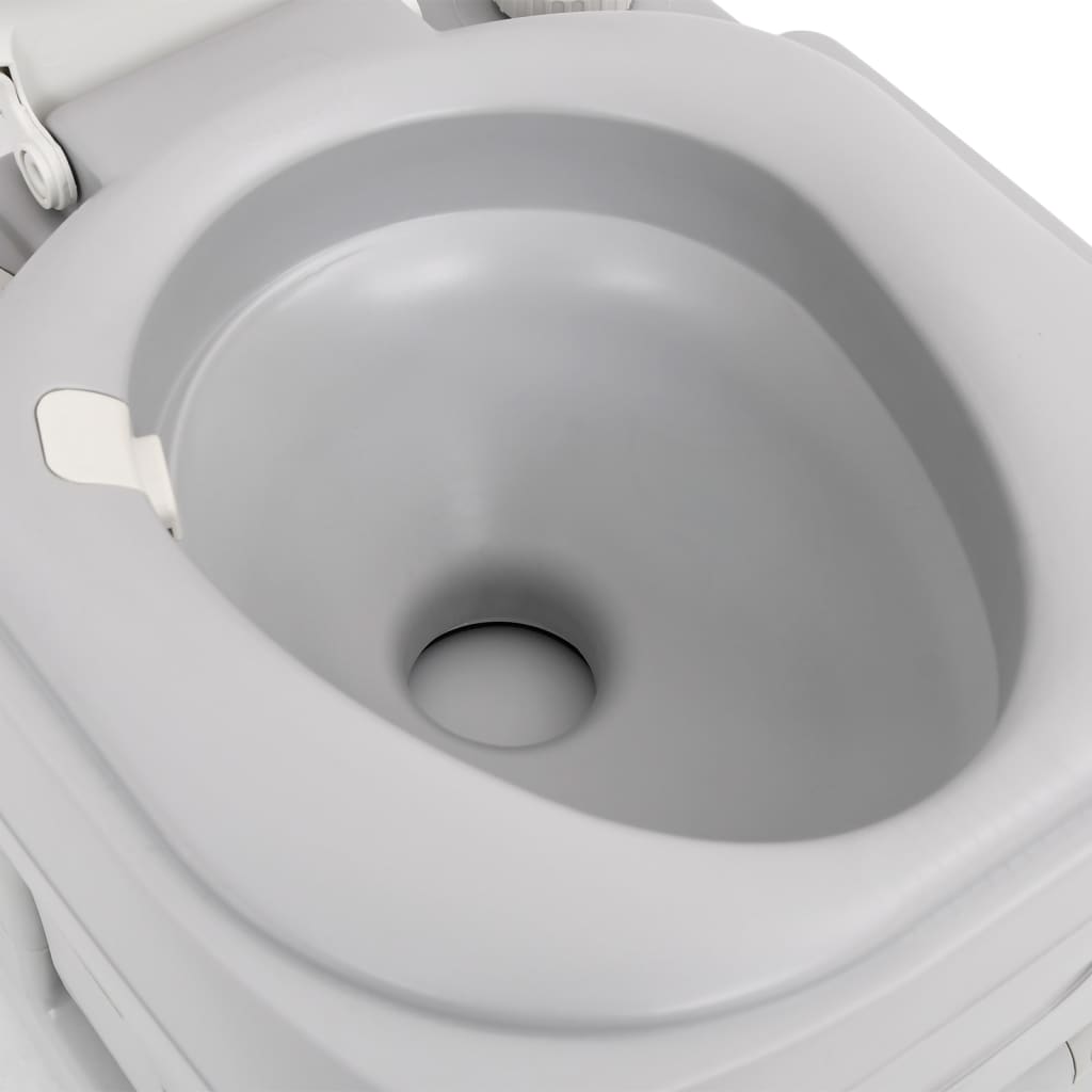 vidaXL Portable Camping Toilet Grey and White 22+12 L HDPE