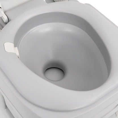 vidaXL Portable Camping Toilet Grey and White 22+12 L HDPE